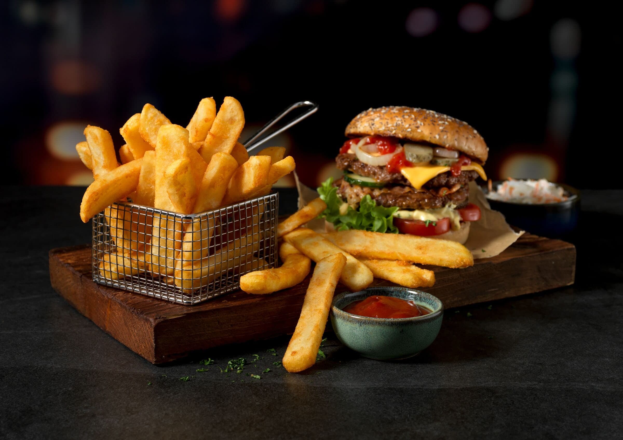Coated fries, served hot
