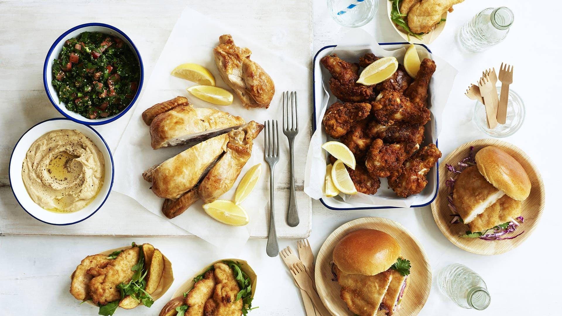 M&J chicken across the menu