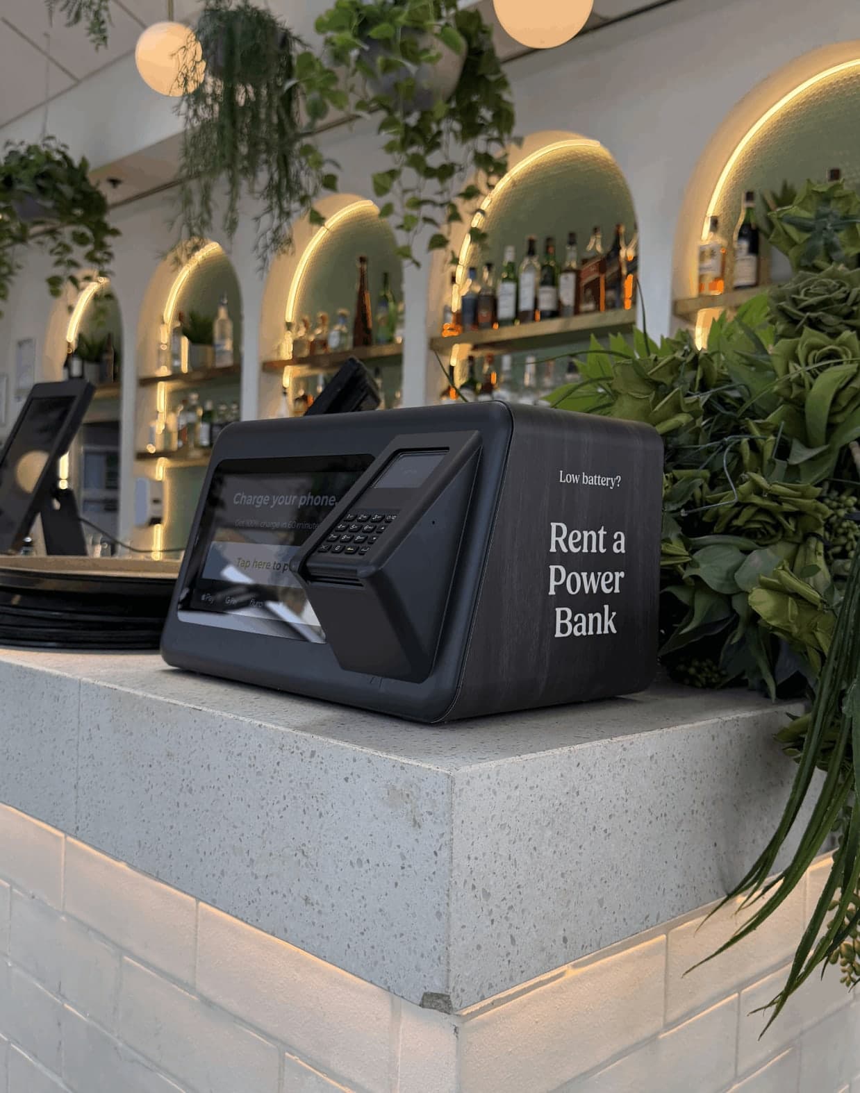 Guests rent a power bank and keep their phone charged